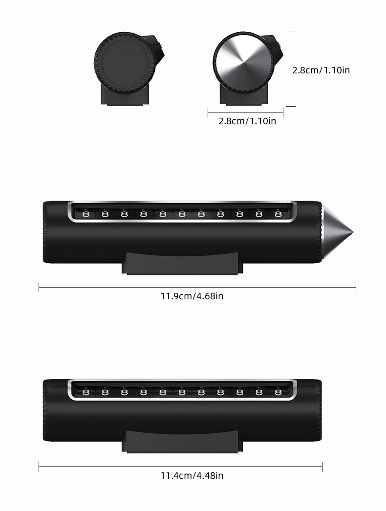 高档滚轮式二合一汽车临时停车号码牌车载挪车电话牌破窗器安全锤详情13