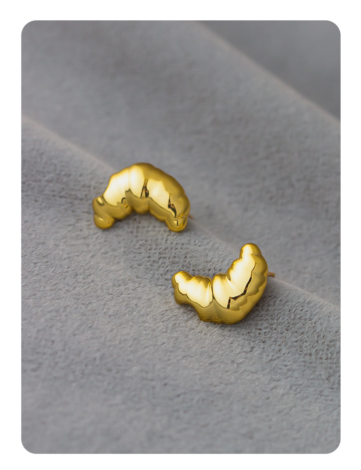 秋冬新款法式牛角包耳钉 简约气质独特个性冷淡风休闲小可颂耳钉详情5