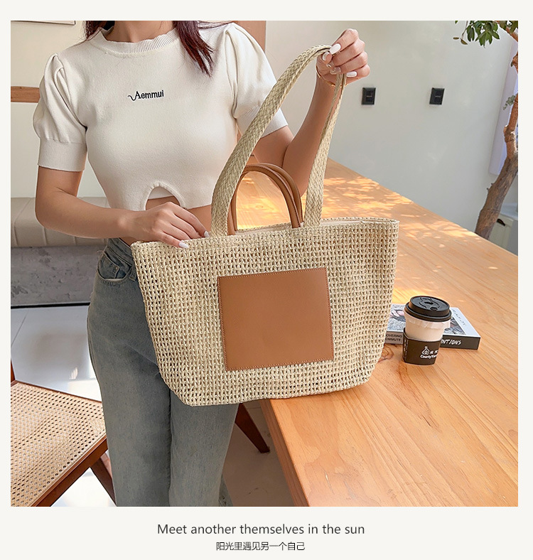 韩国超火爆款草编包包女2024新款夏天淑女手提包大容量单肩腋下包详情10