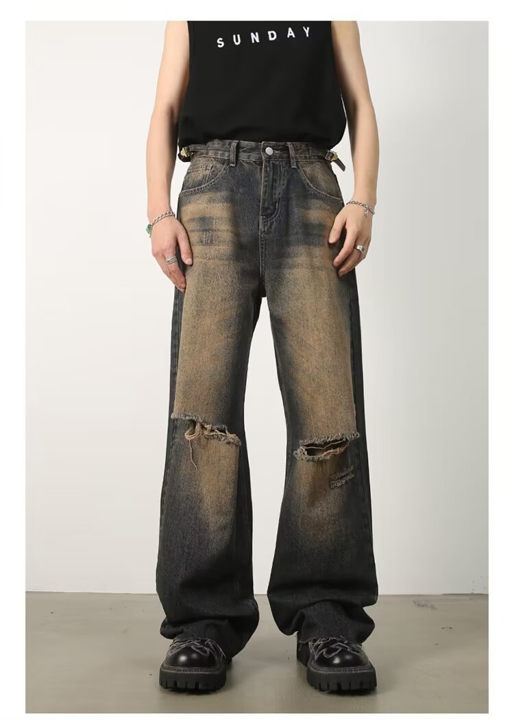 亚马逊LAZADA速卖通货源春秋水洗潮牌直筒休闲裤子男式宽松美式阔详情3