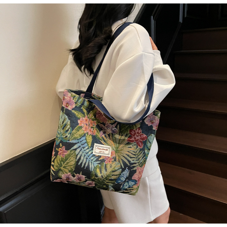 大容量国潮风帆布包包女2025新款通勤托特包女ins大学生上课单肩包详情9
