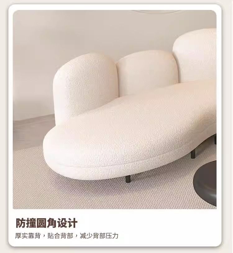 侘寂风极简单人沙发家具北欧设计师款弧形羊羔绒小户型阳台现代 pic 11