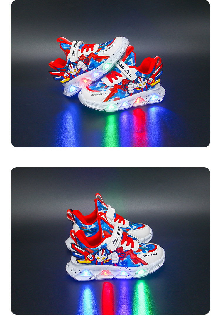 批发带灯儿童运动鞋男2025春秋新款皮面防水男童鞋中小童跑步鞋详情28