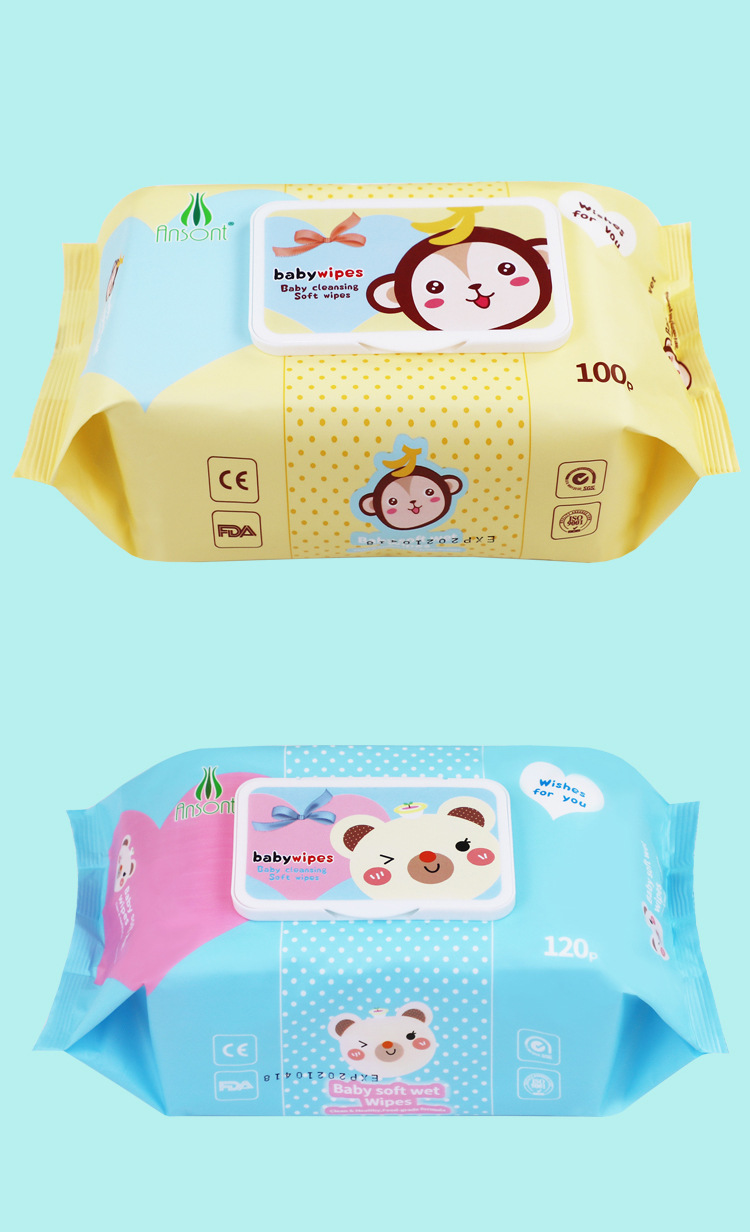 AST Foreign Trade English 100 and 120 pieces baby Wet Wipes Cleaning and skin care Baby wet wipes Factory Direct Sales wholesale pic 6