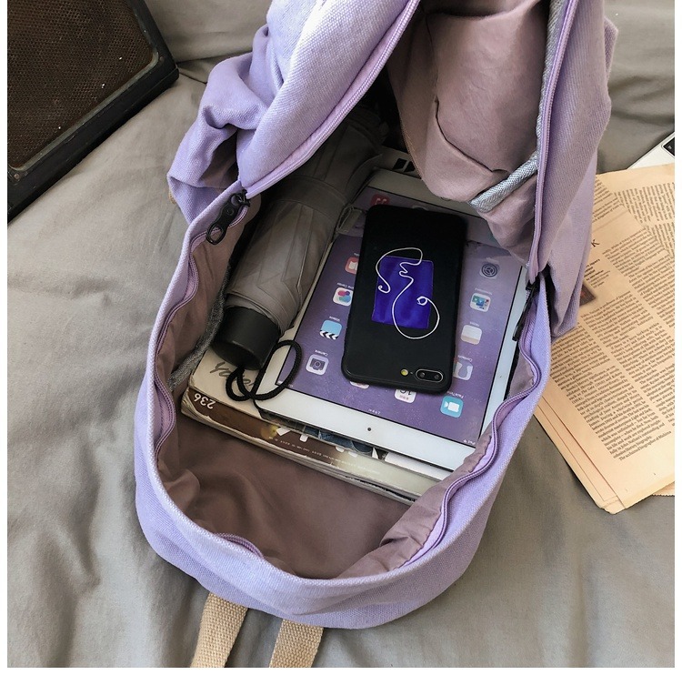 书包女休闲复古耐磨帆布双肩包男女日系大学生简约百搭旅行背包男详情9