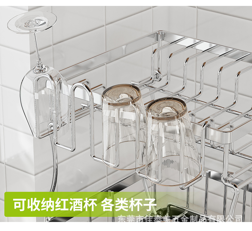 304不锈钢碗碟架双层简易水槽旁碗碟刀叉沥水架家用餐具收纳碗架详情15
