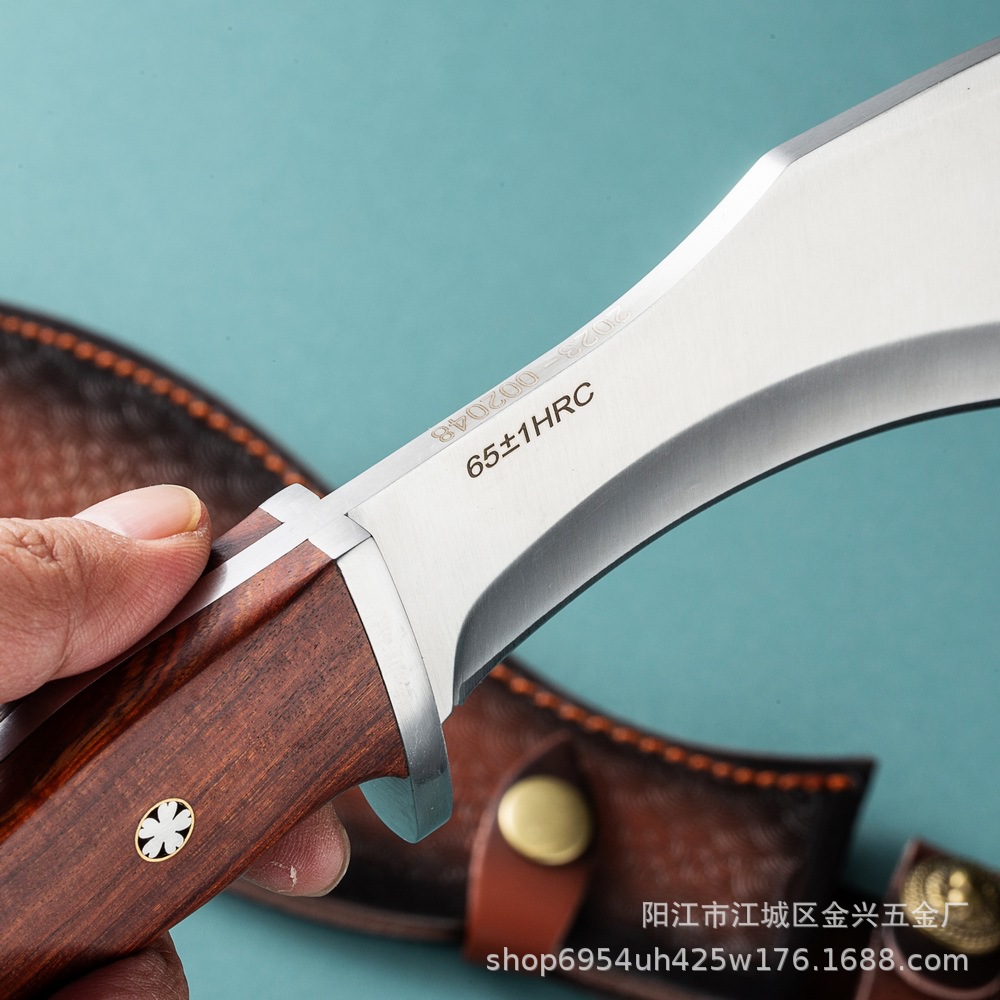 Cross-border bestseller: Straight knife, small curved knife, one-piece keel, outdoor camping, wilderness survival, high-hardness meat cutting knife, straight knife pic 5