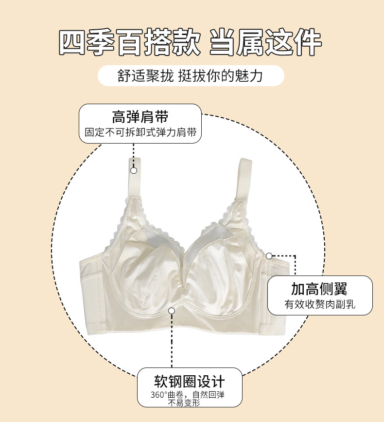 轻奢内衣女大胸显小超薄款收副乳防下垂兔耳朵防凸点大码文胸罩详情6