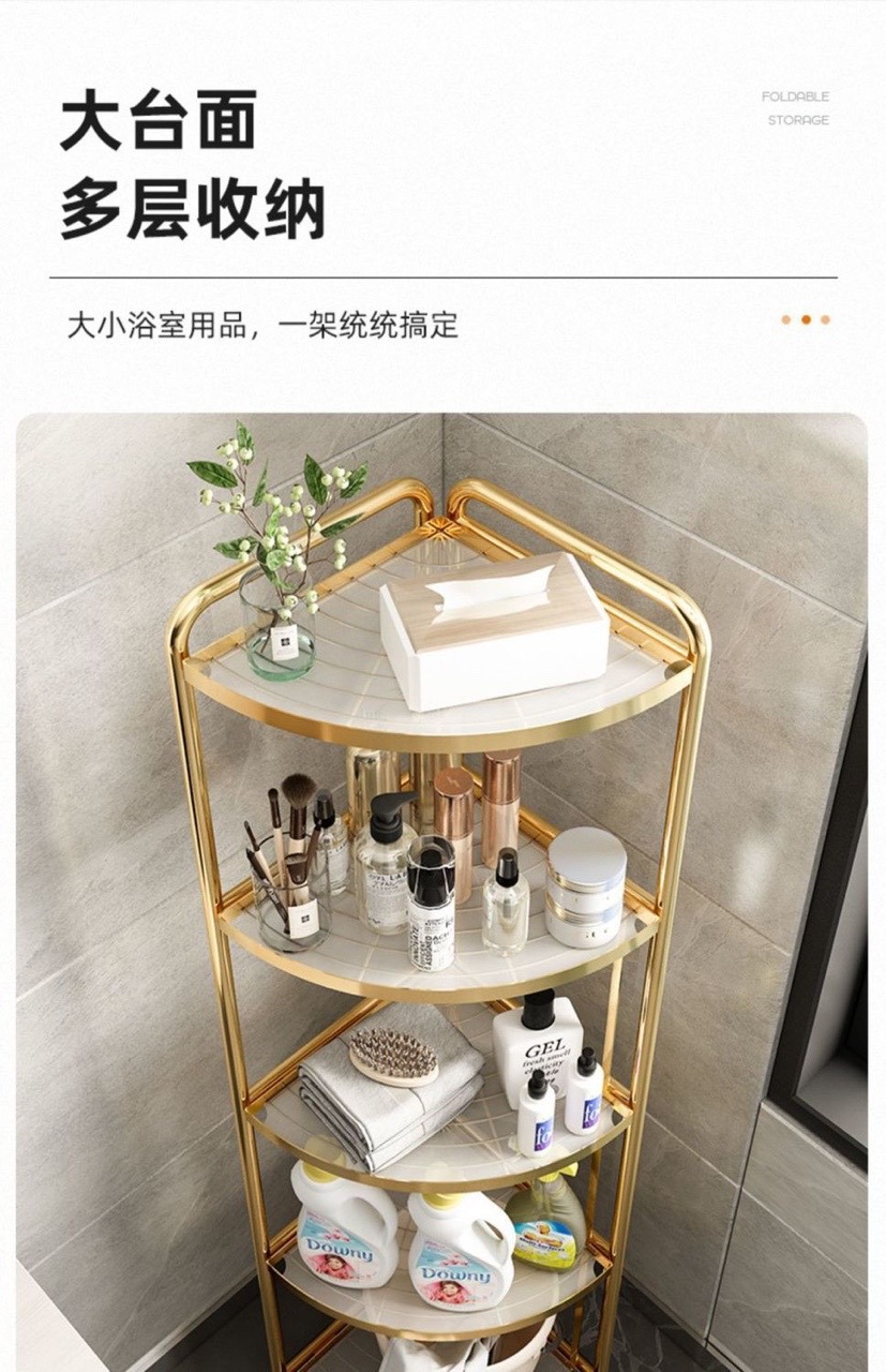 卫生间免安装置物架浴室三角脸盆架多层化妆品毛巾洗漱用品收纳架详情12