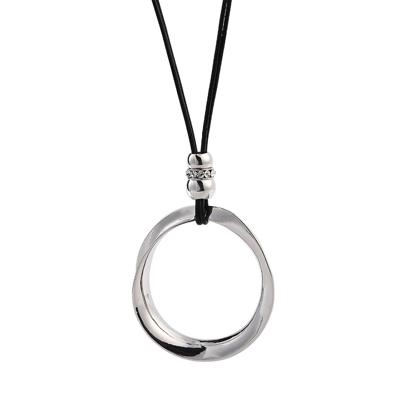 速卖通热卖新款长款毛衣链圆形跨境复古女士时尚金属吊坠项链批发详情9