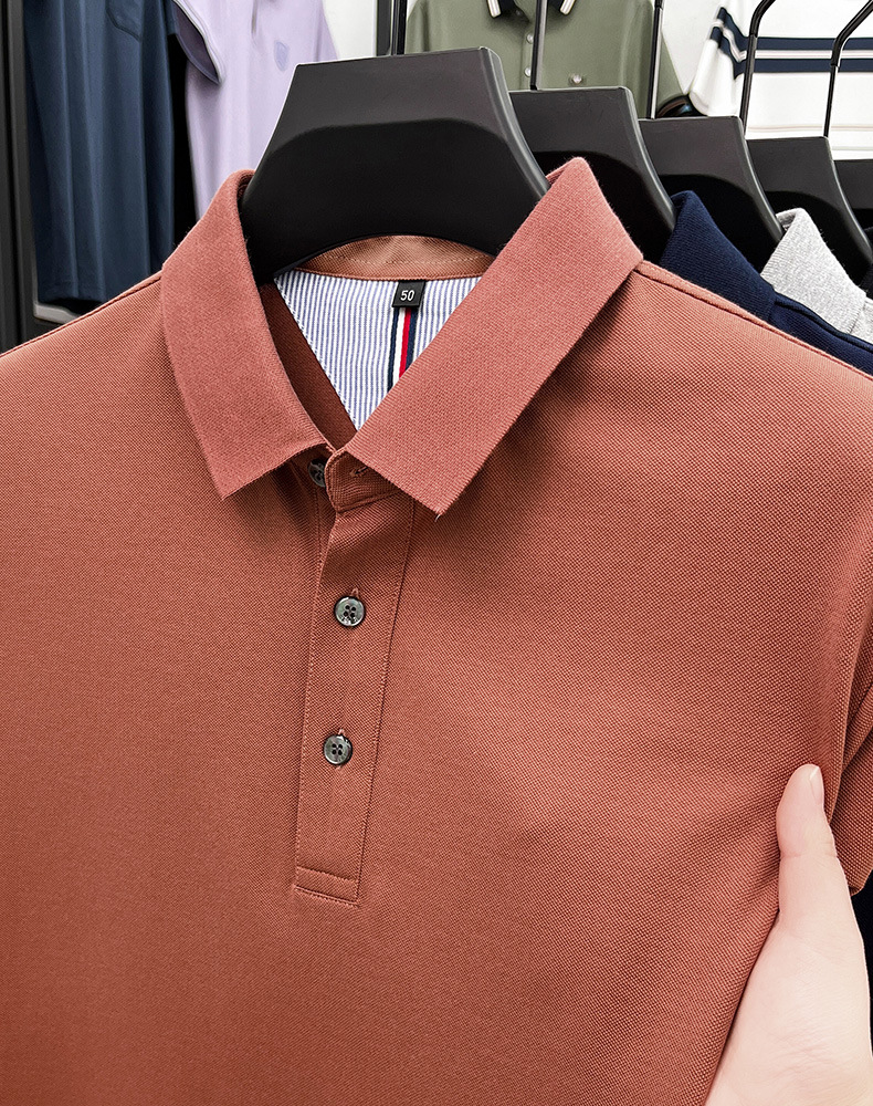 细珠地纯棉polo衫短袖男夏季新款中年纯色商务休闲翻领男士t恤详情27