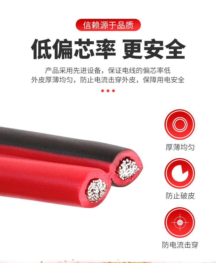 RVB红黑双并线 2*0.5 2*0.75 2*1.0 /1.5 户外广告灯箱线音箱电线详情14