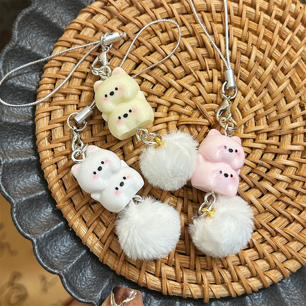 卡通甜美西高地毛球手机链少女心原创小狗钥匙扣学生书包挂饰配饰详情4