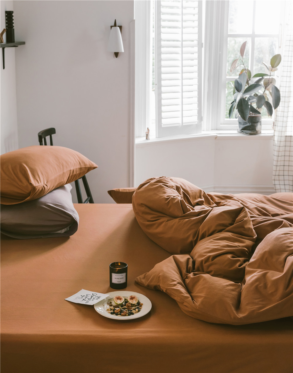 ins Japanese-style solid color all-cotton knitted cotton four-piece set, skin-friendly nude sleeping plain double-layer Indian cotton bed sheet pic 36