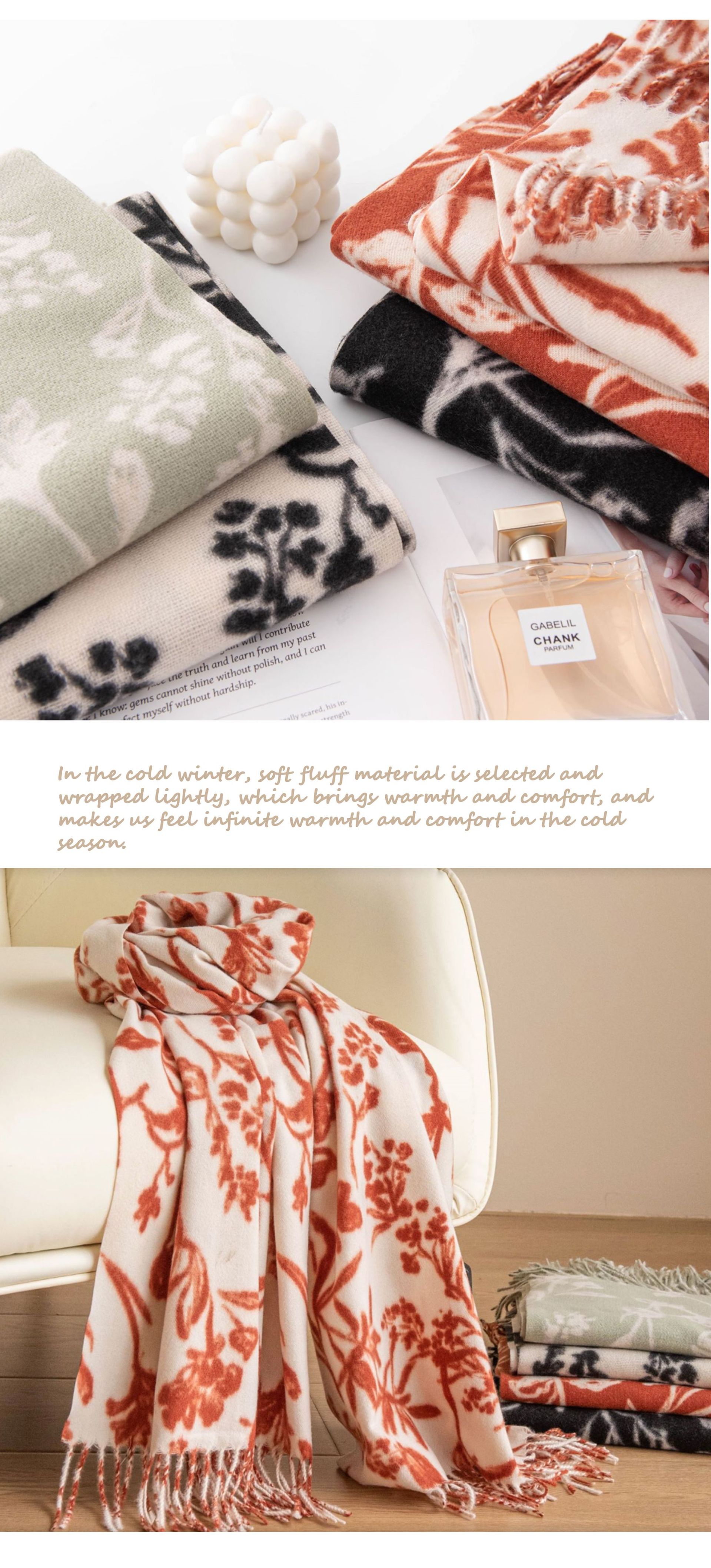 跨境2025秋冬新款韩版甜妹风印花围巾女保暖加厚仿羊绒网红款围脖详情18