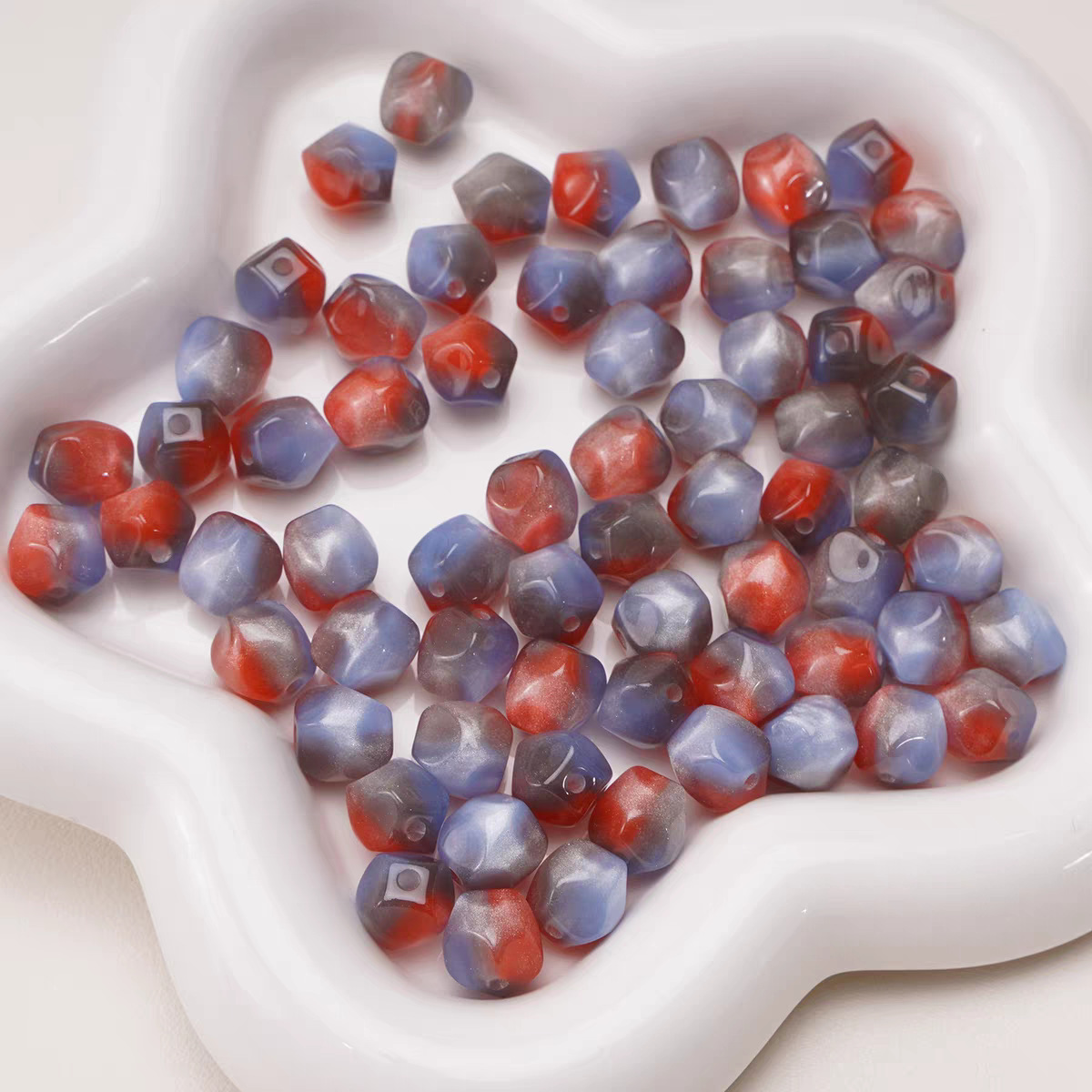 梦幻奶油色晕染八角珠异型珠圆珠散珠手工DIY手链项链珠子饰品配详情5