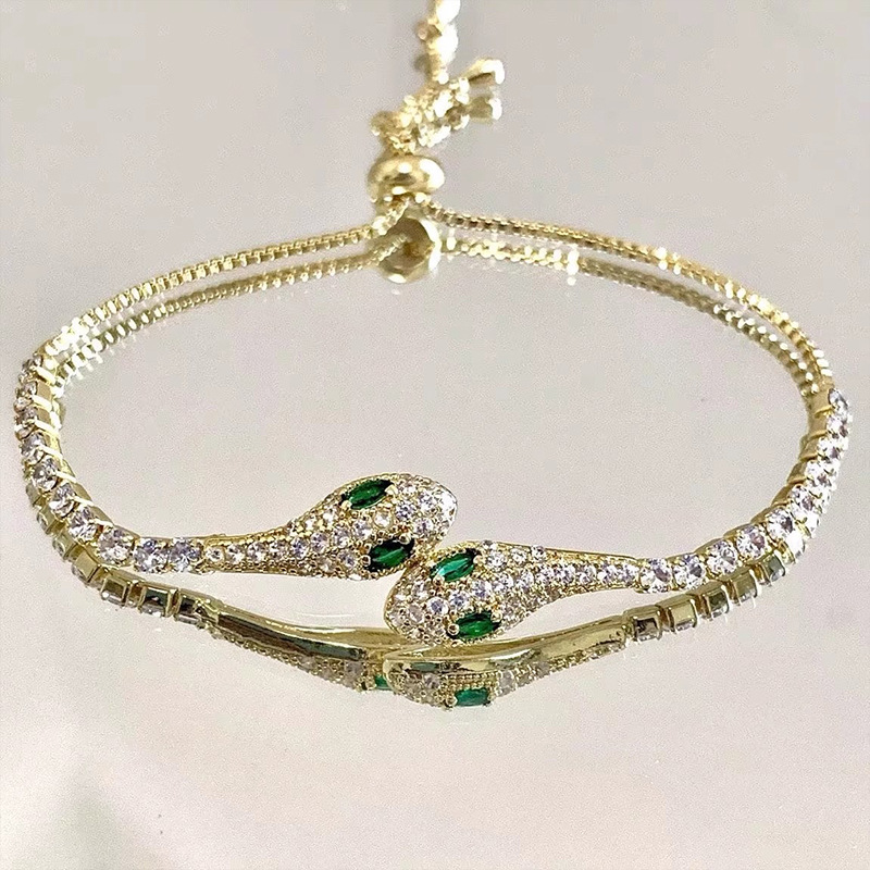 新款冰蓝色灵蛇小红书满钻灵蛇手链抽拉手饰高级详情5