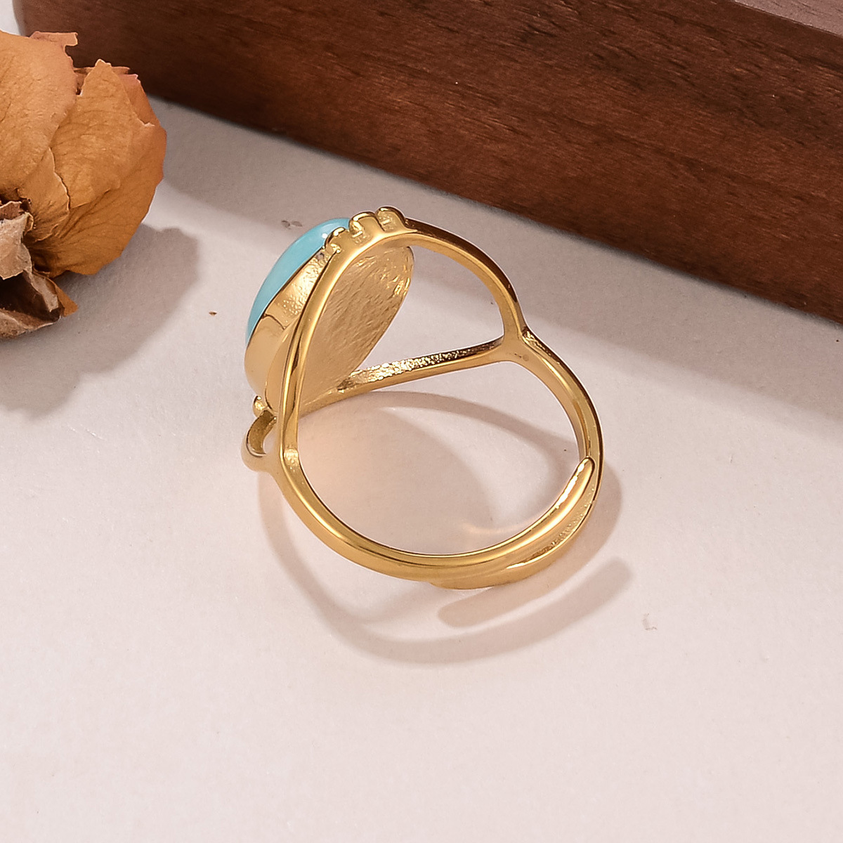 Best-selling stainless steel natural stone rings for women on AliExpress, non-fading titanium steel retro geometric rings for women pic 43