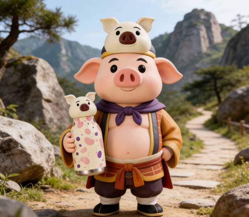 跨境新款TK亚马逊热卖创意可爱小猪卡通公仔国潮儿童女生保温杯详情2