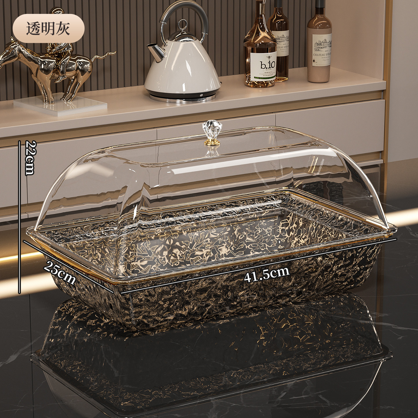 酒店刺身保鲜盒水波纹带冰块冷藏水果保鲜盒大号寿司盘带防尘盖详情12