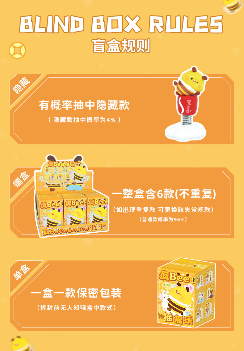 疯Bee摇摇乐盲盒装饰摆件车载摆件创意礼物现货批发办公桌装饰品详情7