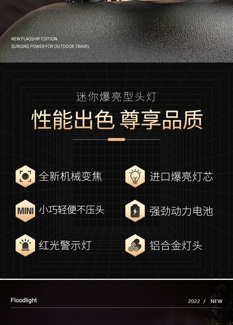 Wholesale outdoor LED sensor headlights, telescopic zoom, USB charging, strong light, waterproof searchlights, lighting accessories, heat sinks pic 2