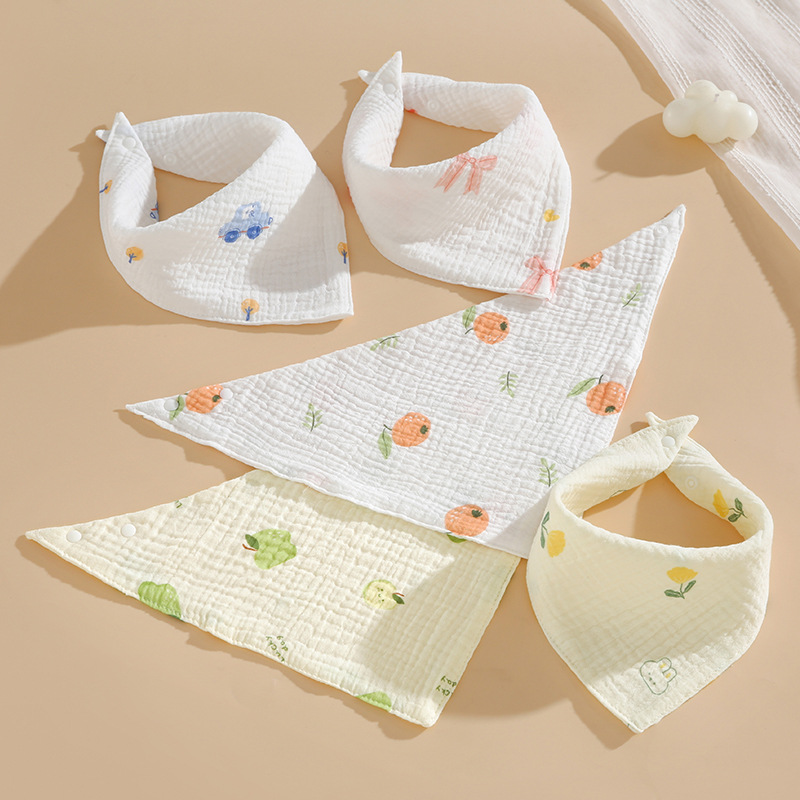 Toalla triangular toalla de babeo para bebés y niños babero de gasa de algodón babero antiescupir de leche 4 capas fina toalla triangular de algodón de verano pic 4
