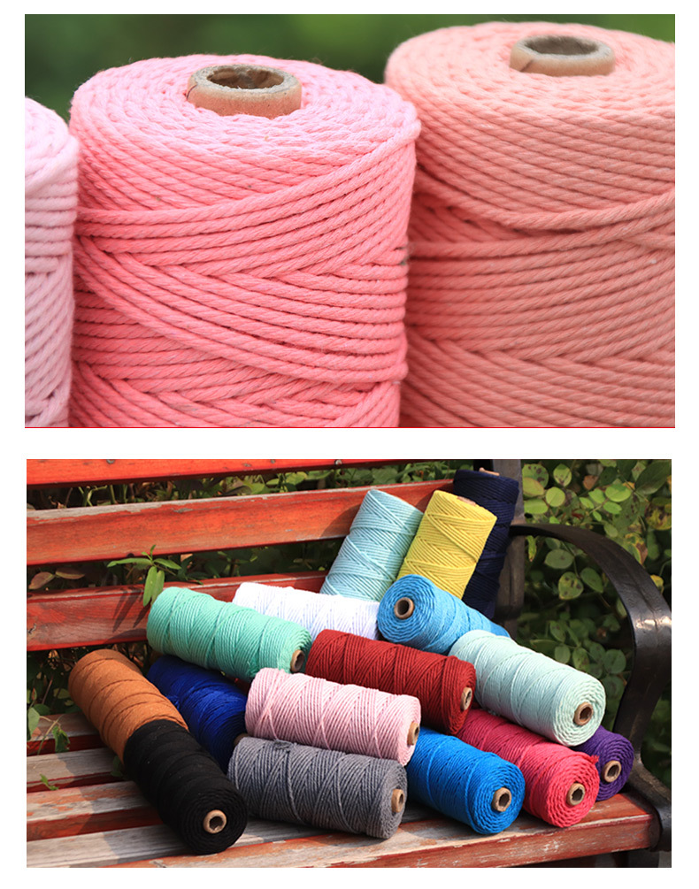 厂家批发彩色棉绳4mm手工编织挂毯装饰材料DIY绳吊牌绳饰品配件详情18