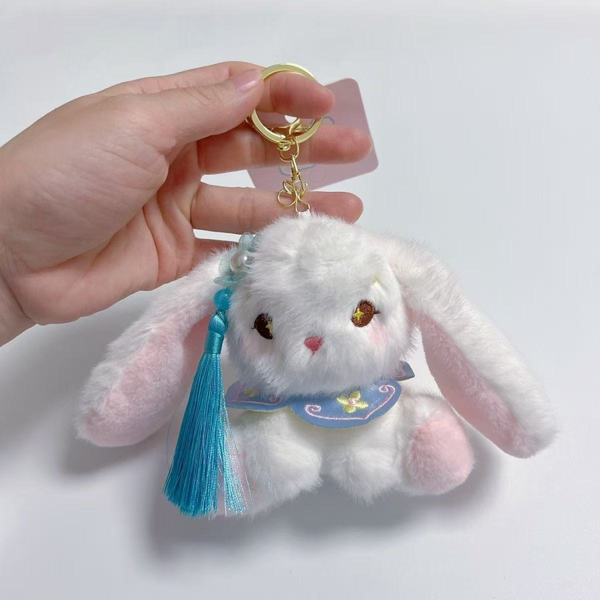 Chinese-style rabbit plush pendant, cute drooping ear rabbit, ancient-style doll bag hanging decoration, toy doll, keychain doll pic 6