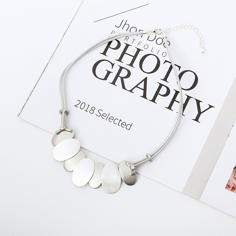 亚马逊跨境新款金属项链流行首饰欧美夸张项链高级饰品外贸短项链详情4