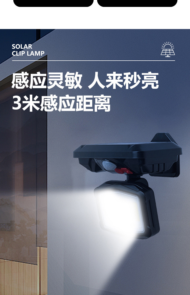 新跨境太阳能感应灯高亮LED可旋转壁灯户外光控防水道路庭院路灯详情7