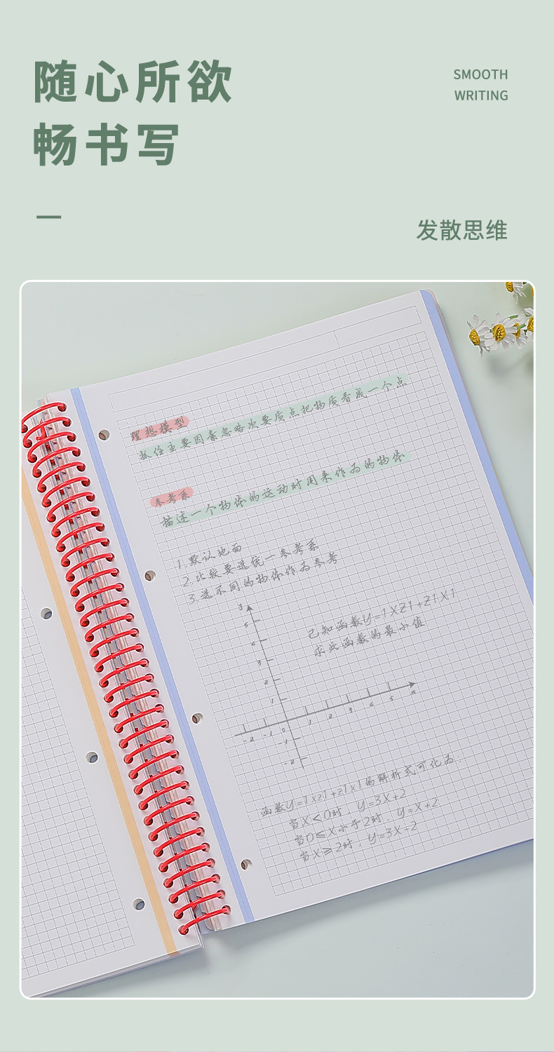 学生大线圈本办公会议记事本学生a4分科记录本带PP隔页a5笔记本详情12