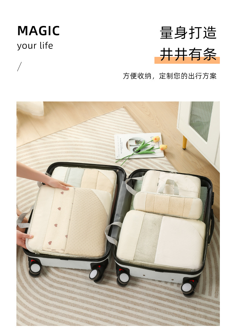 旅行收纳袋压缩十件套装数码洗漱化妆品收纳包衣服鞋子行李旅行袋详情6