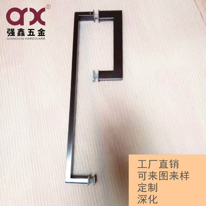 Modern and simple mirror-light 304 stainless steel door handle, thickened black square tube, sliding glass door handle for shower room pic 14