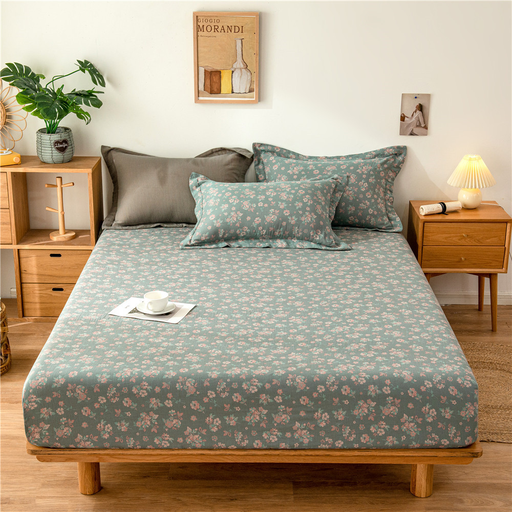 Pure cotton yarn-dyed jacquard double-layer gauze bed cover, single piece of all-cotton gauze mattress protective cover, bedspread, bed cover, single piece of bedding pic 13