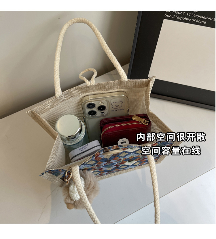 小众高级感防水麻布手提包秋冬季新款伴手礼袋现货批发手拎小挎包详情7