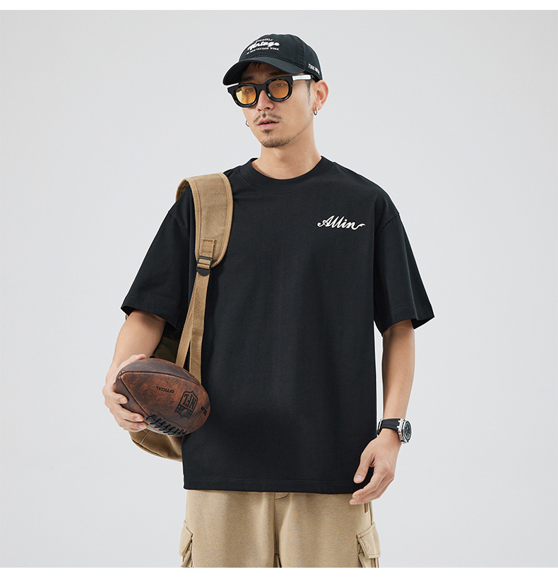 The 2025 summer new half-sleeved T-shirt for men is a trendy and versatile short-sleeved American retro printed loose round-neck T-shirt pic 13