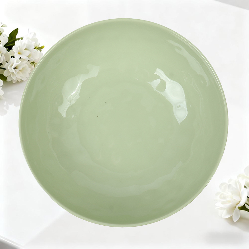 外贸绿色斗碗粥碗防摔仿瓷碗密胺塑料食堂餐厅广口喇叭碗汤碗定制详情3