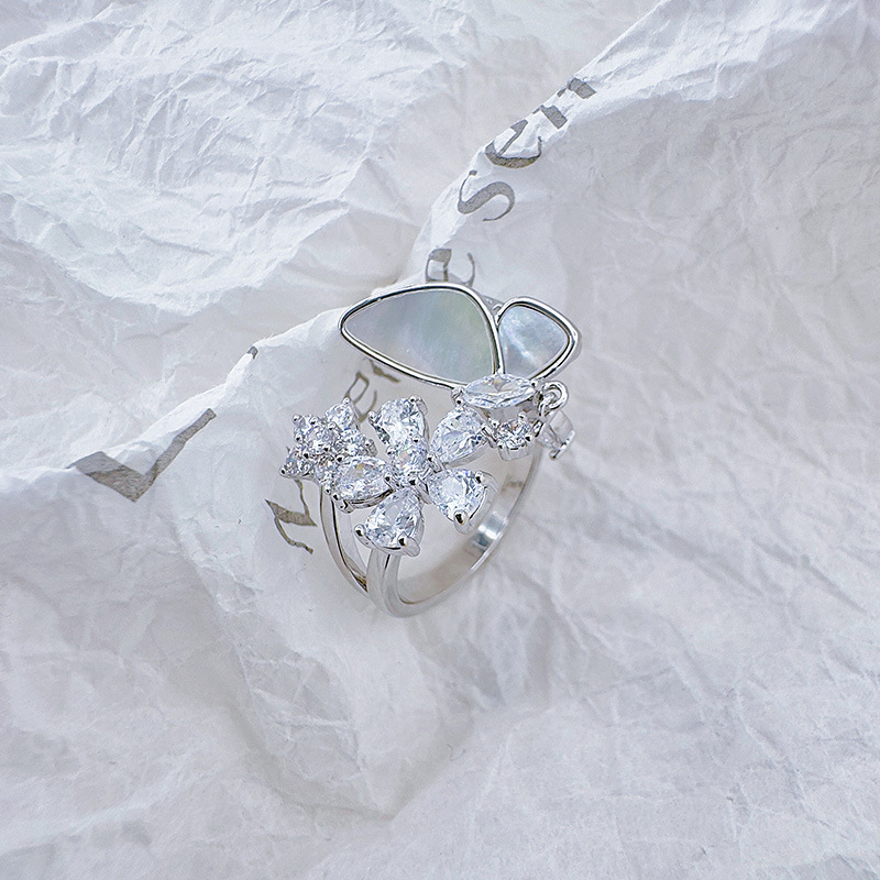 柏伶饰品新款时尚双花朵戒指欧美个性锆石戒指外贸戒指气质戒指女详情11