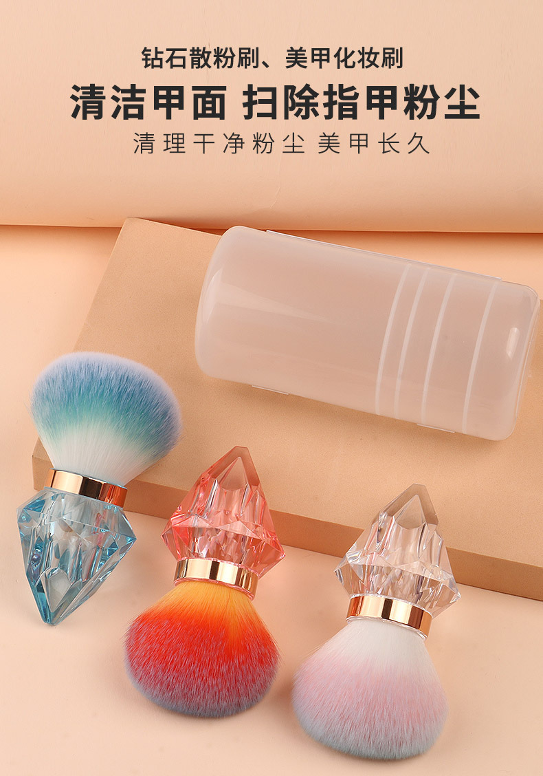 Wholesale of new single diamond makeup brush, mushroom head multi-color dispersion paint, nail dust brush and beauty tools pic 2