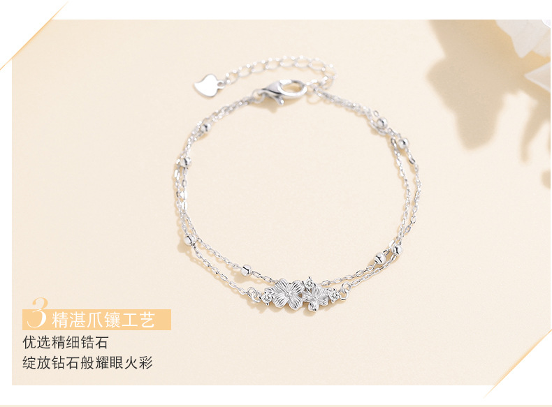 夏季新款s999纯银小清新柔曼花朵双层叠戴手链女款轻奢小众高级感详情10