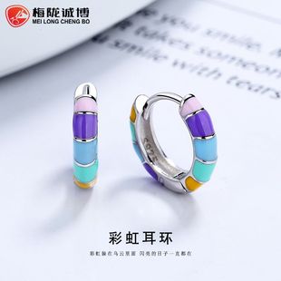 925纯银竹节耳环女韩国简约个性仙圈圈耳扣ins高级感冷淡风耳圈饰详情4