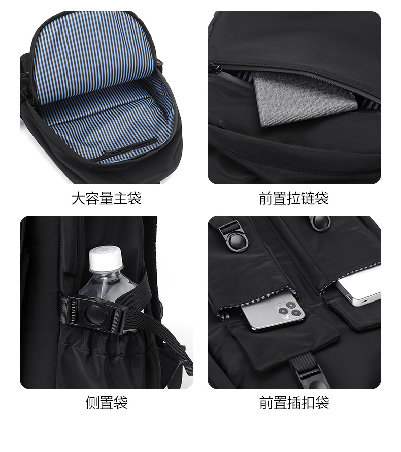 新款双肩背包男户外大容量学生书包可定LOGO轻便摄影包潮牌旅行包详情16