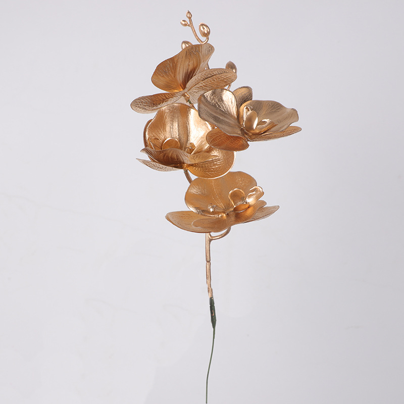 圣诞装饰金色蝴蝶兰花银色蝴蝶兰金银色蝴蝶兰花头叶子仿真花详情6