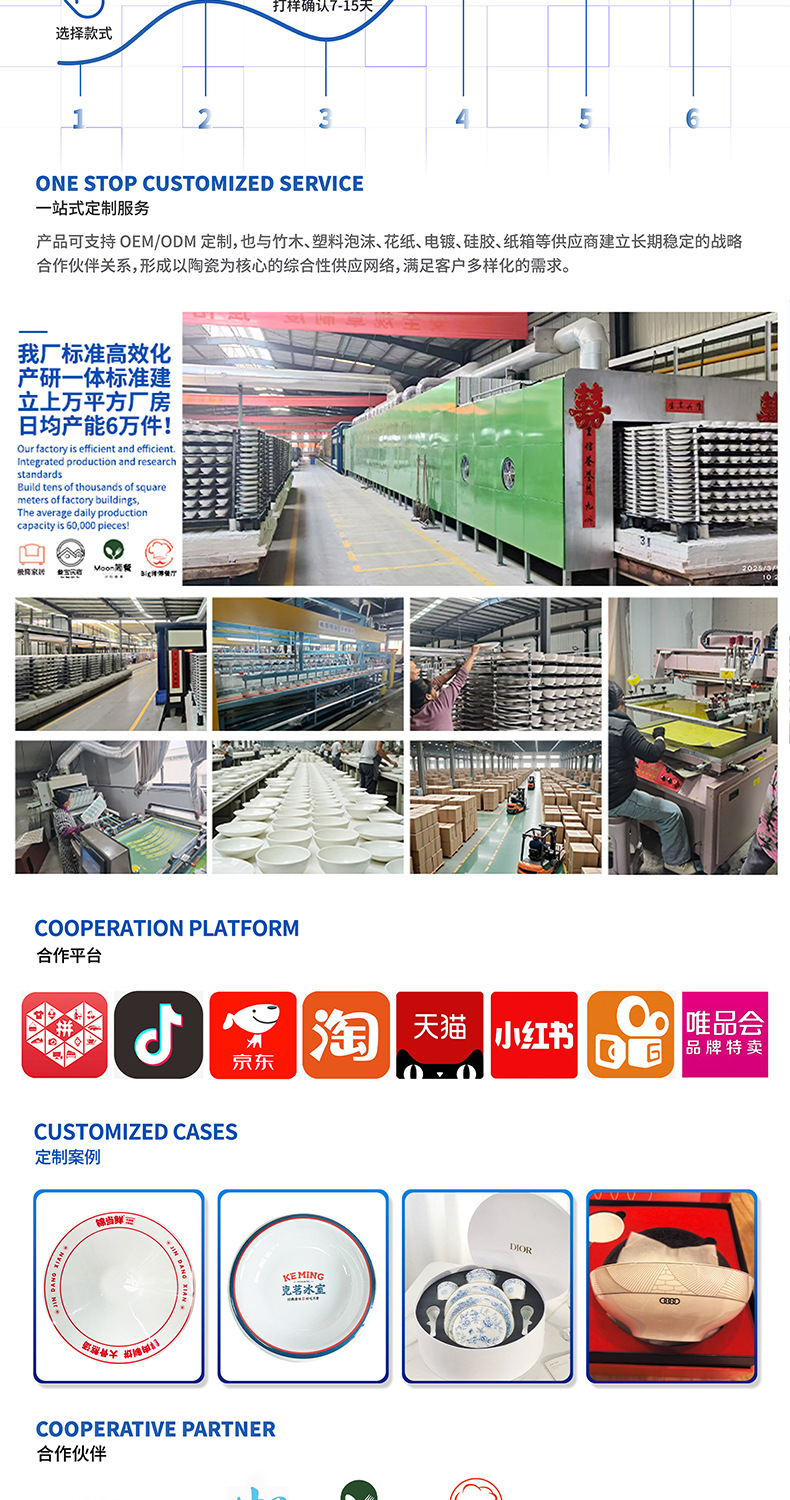 景德镇陶瓷筷子饭铲筷子筒陶瓷源头工厂自由DIY画面礼品碗盘搭配详情4