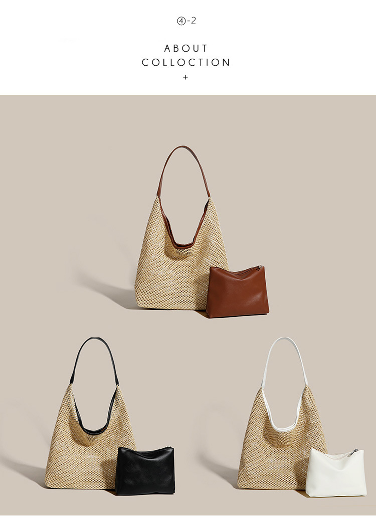 新款ins复古草编托特包单肩大包包女士休闲大容量夏天度假沙滩包详情7