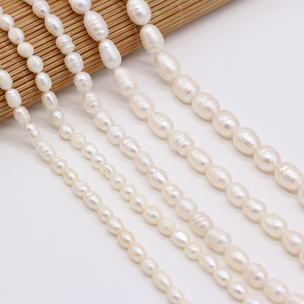Natural freshwater rice-shaped A pearl white DIY jewelry accessories, handcrafted jewelry necklaces, semi-finished product production and wholesale pic 1