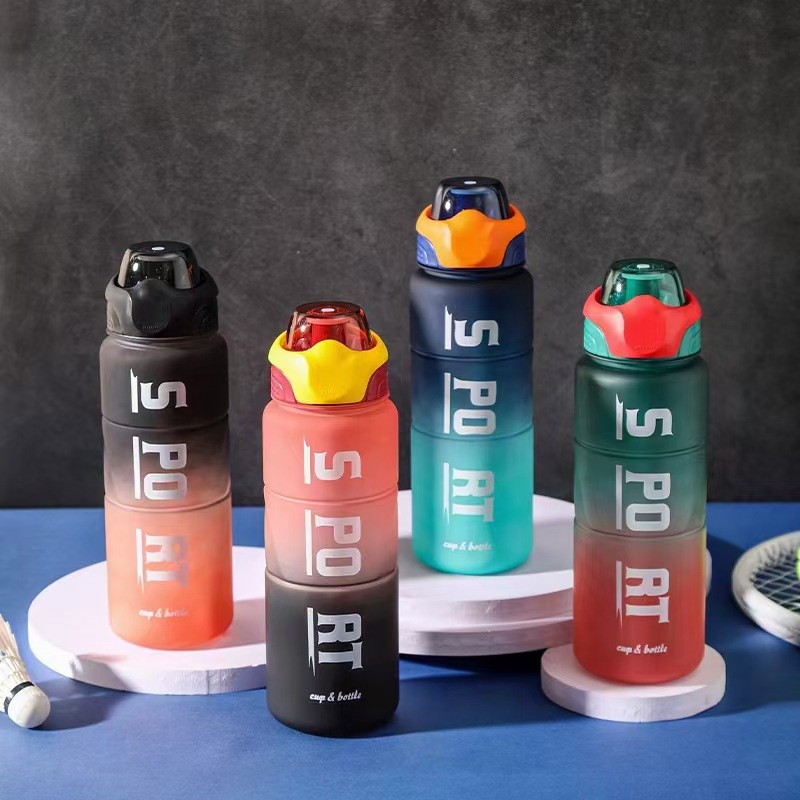 跨境热卖渐变太空杯 竹节运动水杯可手提塑料1300m蒙面侠户外杯详情5