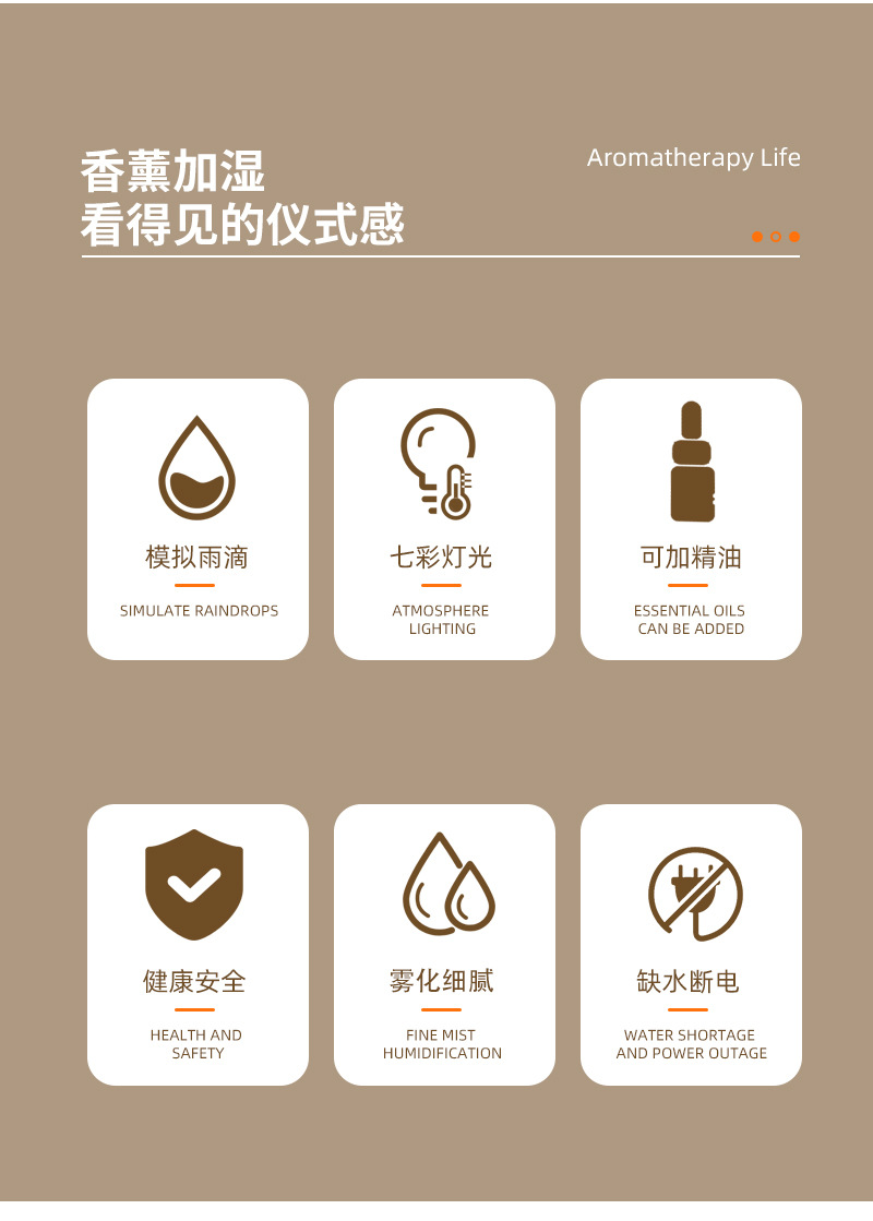 Cross-border new water drop aroma diffuser, humidifier, home thick fog volume, desktop silent remote control essential oil diffuser pic 11