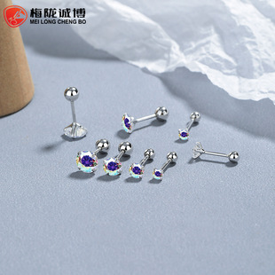 925纯银四爪锆石耳钉女极简约ins水晶生辰石养耳洞耳环跨境耳饰品详情10